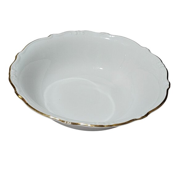 Schaller Bavaria Regency Serving Bowl 8" scallop edge gold trim 50s West Germany - Picture 2 of 9